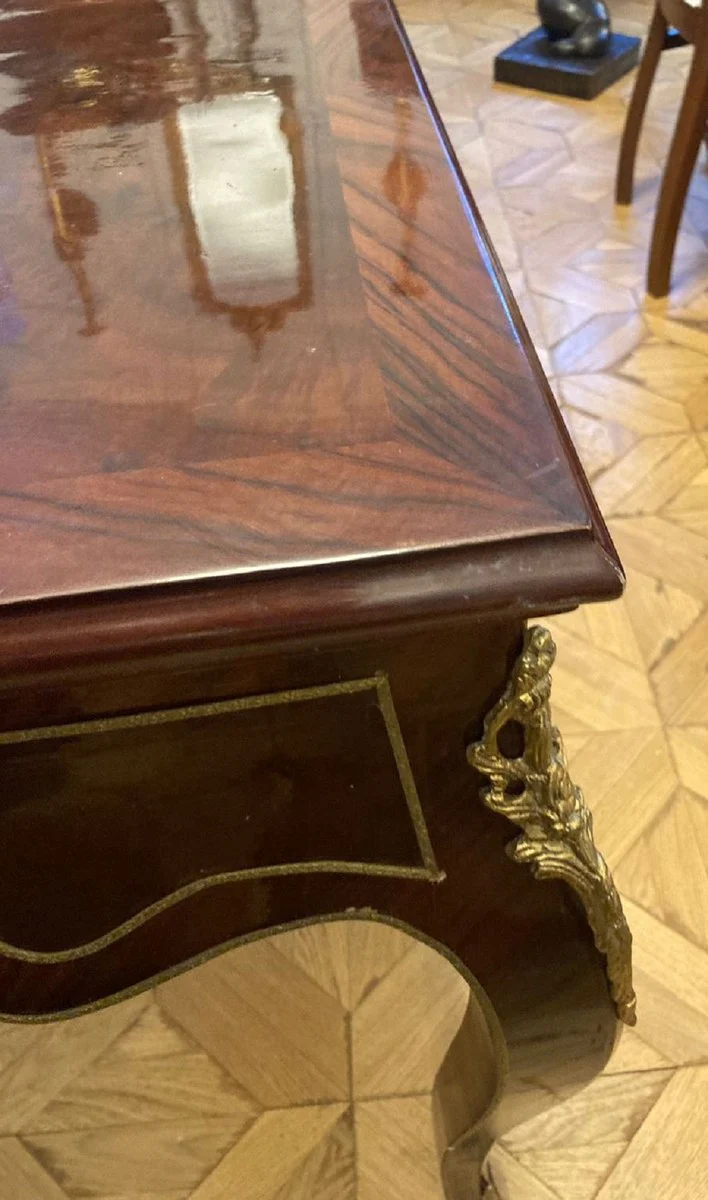 Barock Beistelltisch mit Schach & Backgammon Spielfläche Dunkelbraun / Braun / Messing 60 x 60 x H. 71 cm - Antik Stil Möbel - Barock Möbel - Edel & Prunkvoll