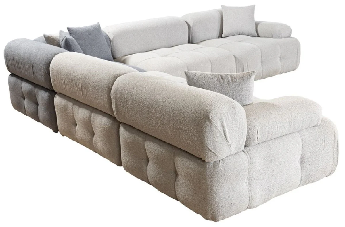 Luxus Wohnzimmer Ecksofa Hellgrau / Grau 295 x 295 x H. 70 cm - Modulares 5 Teiliges Sofa - Hotel Sofa - Wohnzimmer Möbel - Hotel Möbel - Luxus Möbel