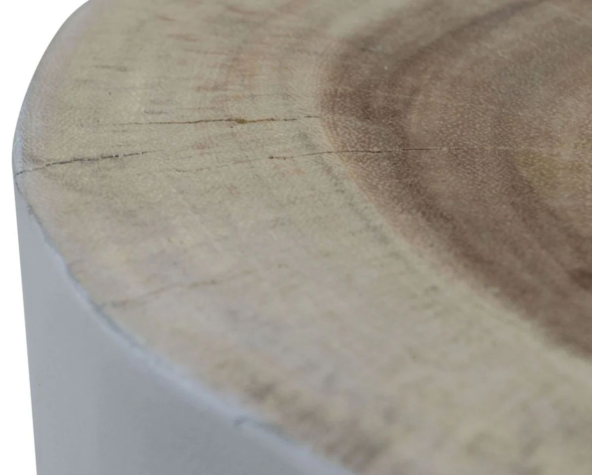 Wohnzimmer Hocker / Beistelltisch Weiß Ø 27 x H. 45 cm - Luxus Möbel