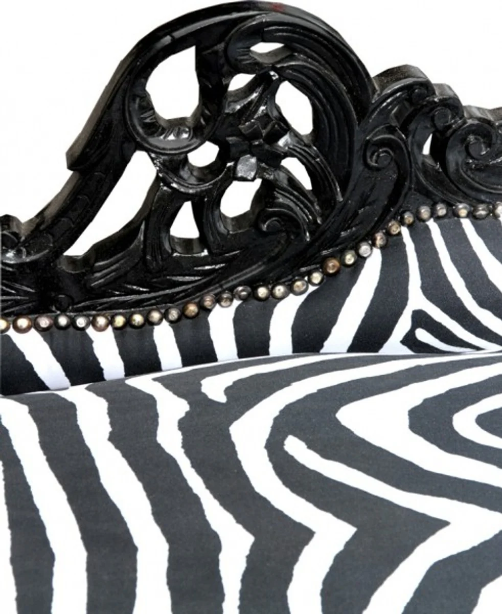Barock Chaiselongue Zebra / Schwarz - Möbel Lounge Liege Recamiere