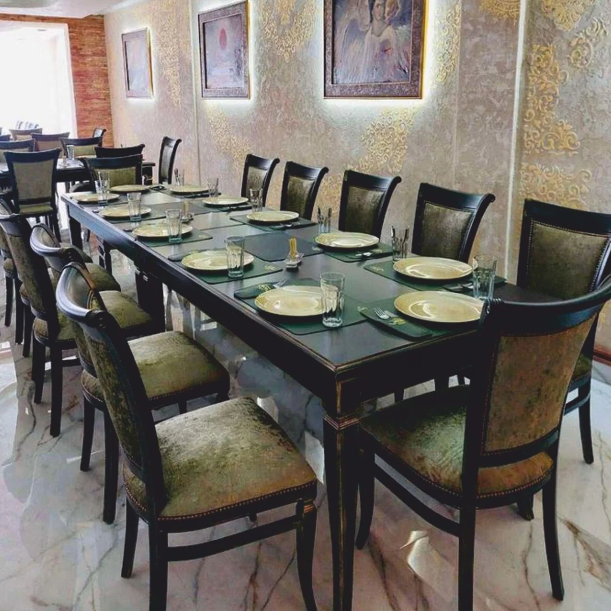 Luxus Barock Esszimmer Set Schwarz / Gold - Barock Esszimmer Möbel