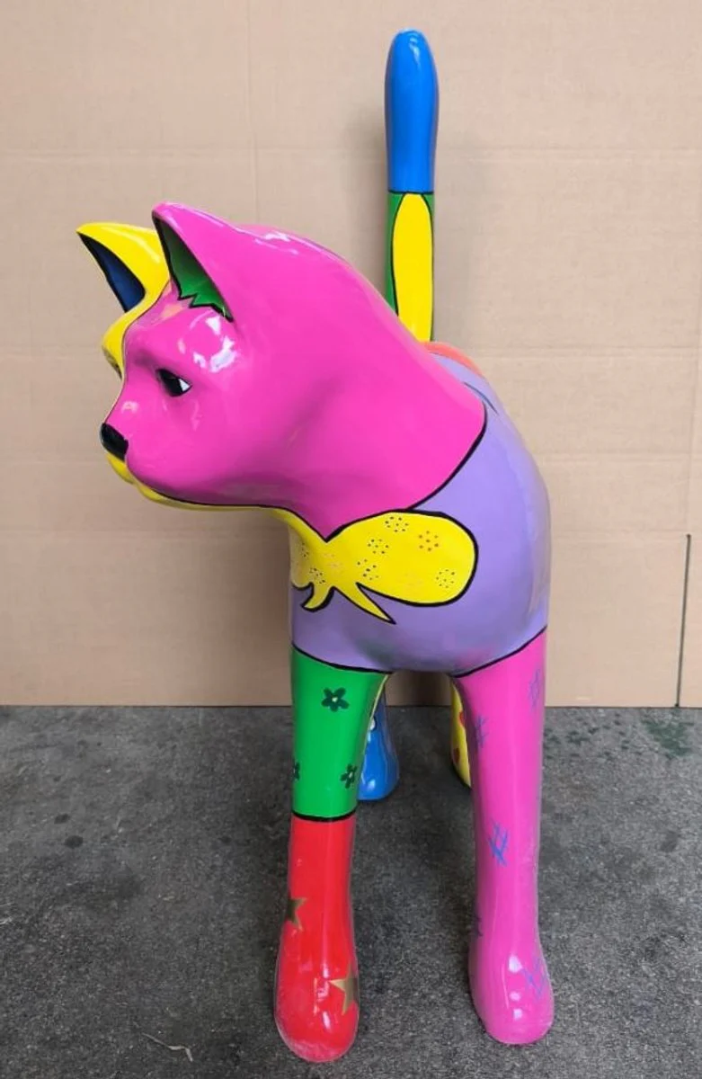 Deko Figur Katze Bunt H. 110 cm - Garten Deko Tier Figur