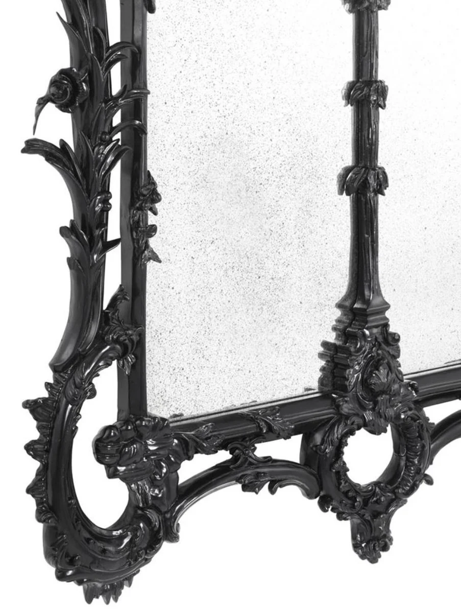 Luxus Barockstil Wohnzimmer Wandspiegel Schwarz 102 x H. 174 cm - Limited Edition
