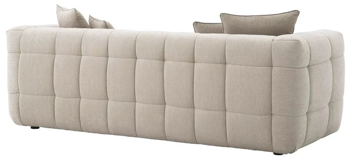 Luxus Sofa Sandfarben 230 x 100 x H. 75 cm - Wohnzimmer Sofa mit 4 Kissen - Wohnzimmer Möbel - Luxus Möbel - Wohnzimmer Einrichtung - Luxus Einrichtung - Luxus Qualität