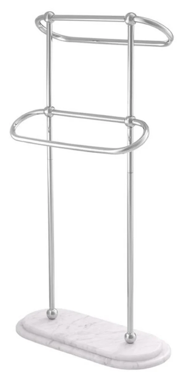 Luxus Handtuchhalter Silber / Weiß 50 x 22 x H. 91 cm - Luxus Badezimmer Accessoires