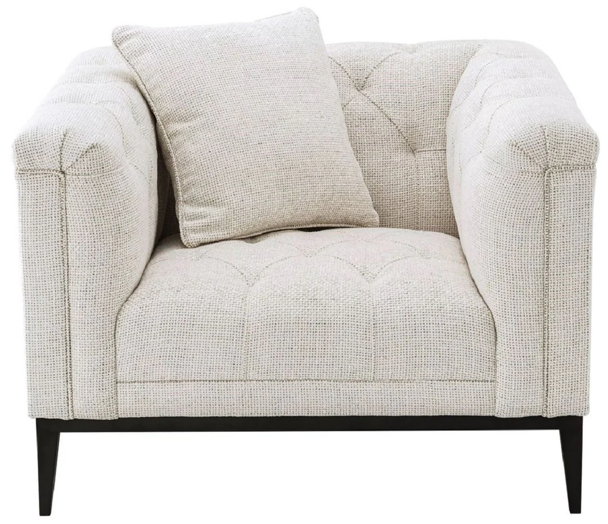 Luxus Chesterfield Sessel mit Kissen Weiß / Rotguss 103 x 97 x H. 75 cm - Wohnzimmer Sessel - Hotel Sessel - Wohnzimmer Möbel - Chesterfield Möbel - Luxus Möbel - Luxus Einrichtung