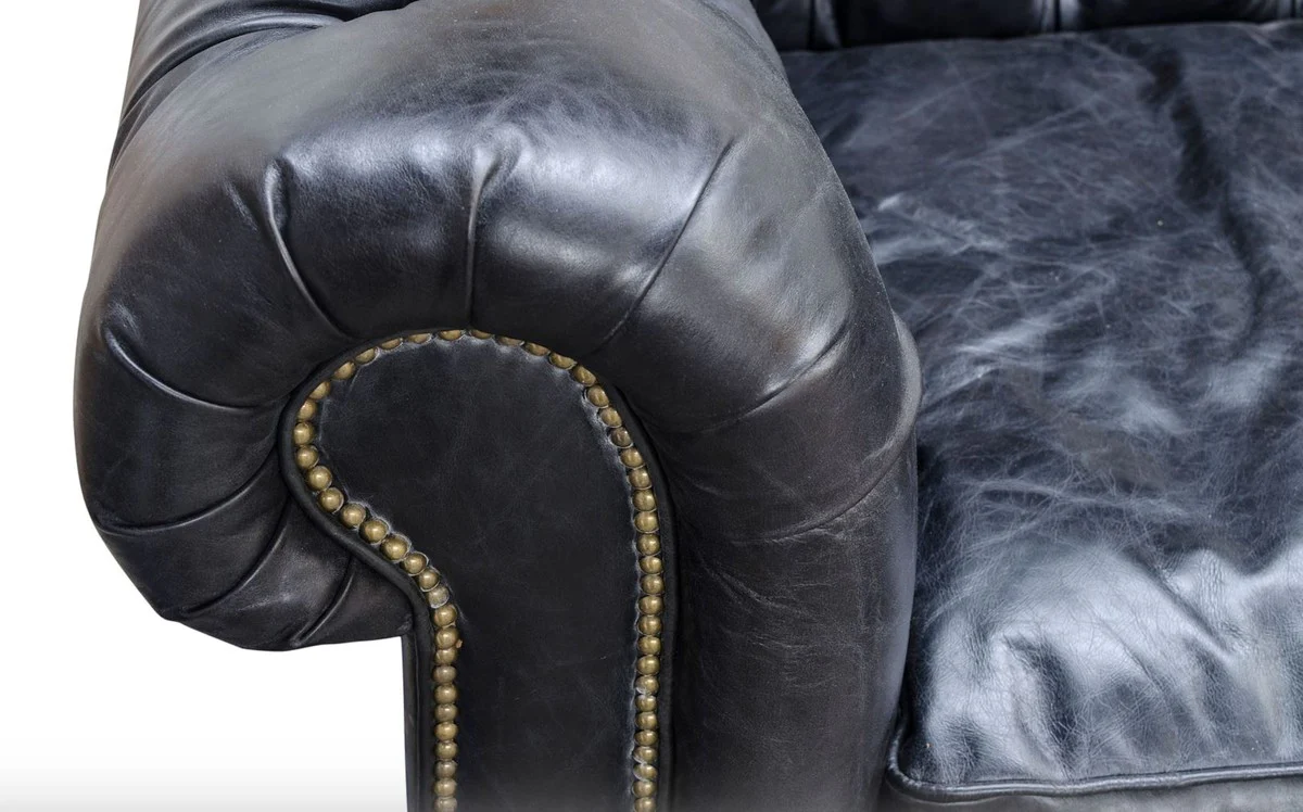 Luxus 6er Sofa Schwarz 410 x 120 x H. 77 cm - Chesterfield Möbel