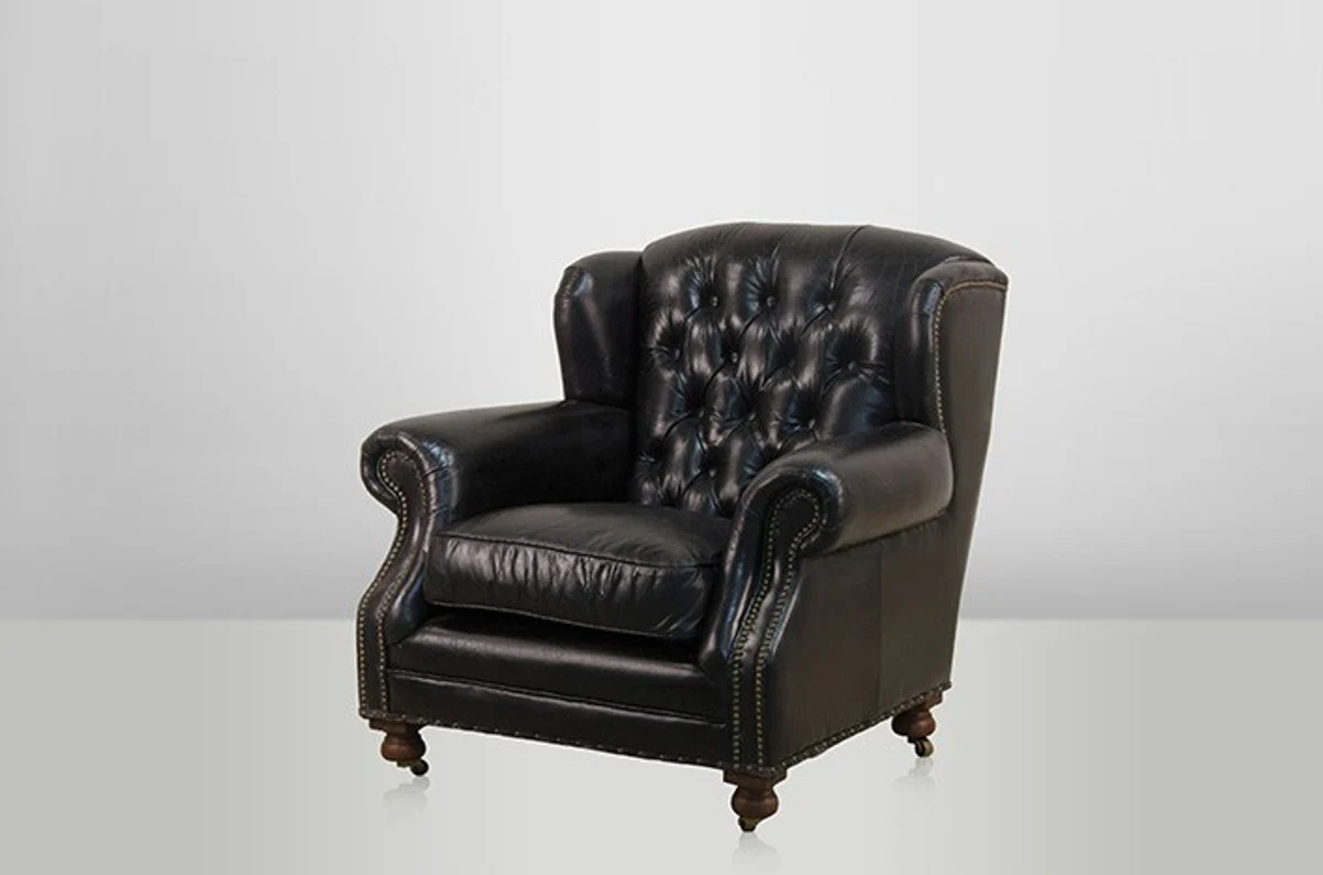 Chesterfield Luxus Echt Leder Ohrensessel Adringley Vintage Leder von Ebony - Club Sessel