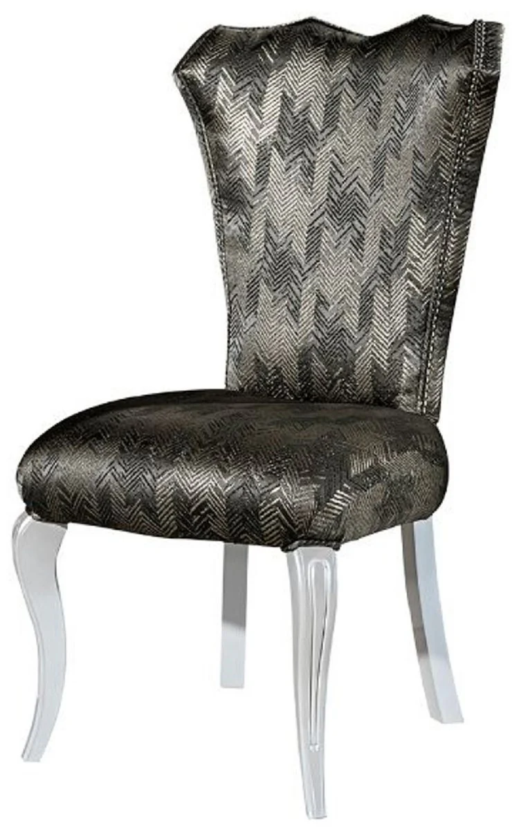 Luxus Barock Esszimmerstuhl Grün / Gold / Weiß - Handgefertigter Massivholz Küchenstuhl mit edelm Muster - Esszimmer Möbel - Barock Möbel