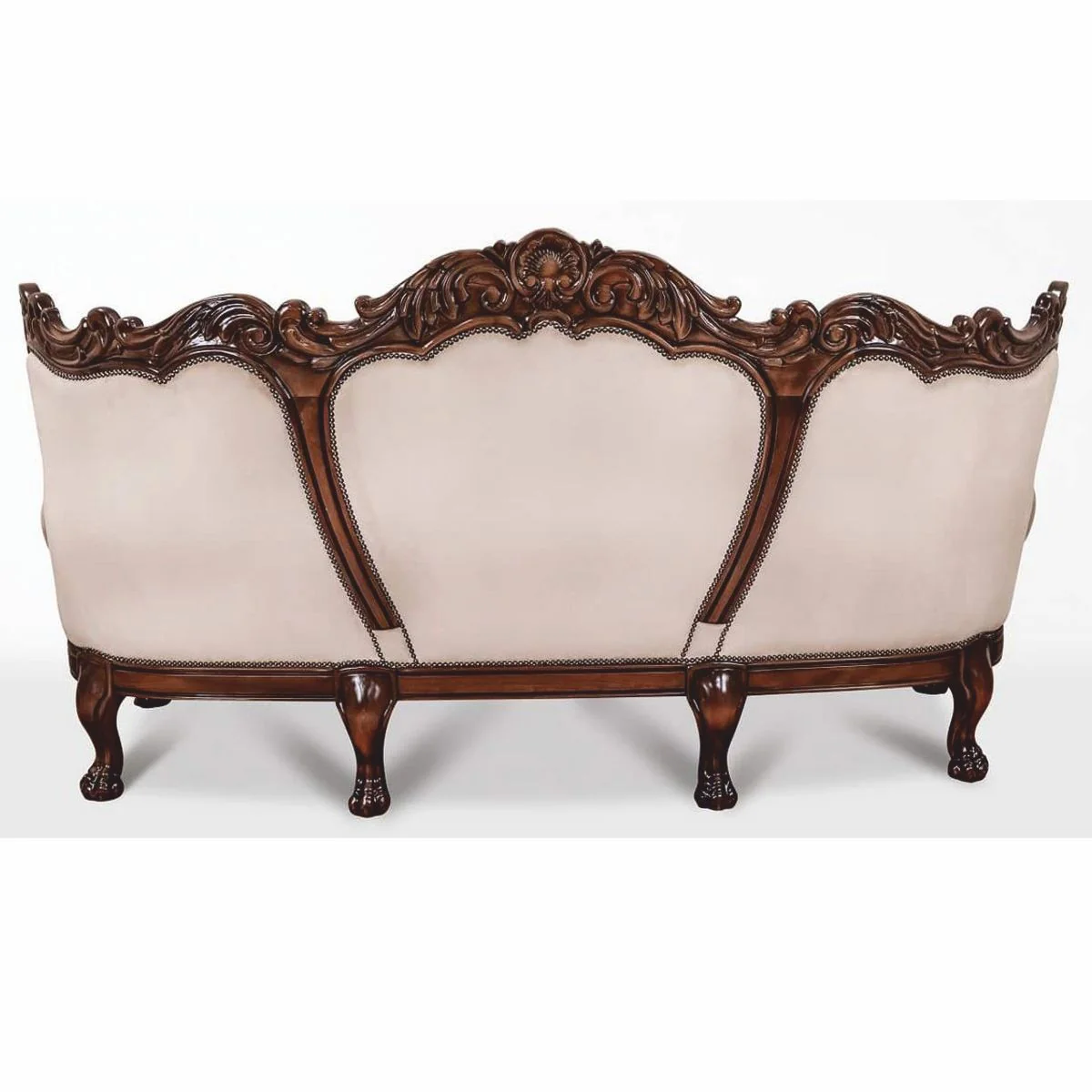 Luxus Barock Samt Sofa Grau / Dunkelbraun 227 cm - Barockstil Wohnzimmer Möbel