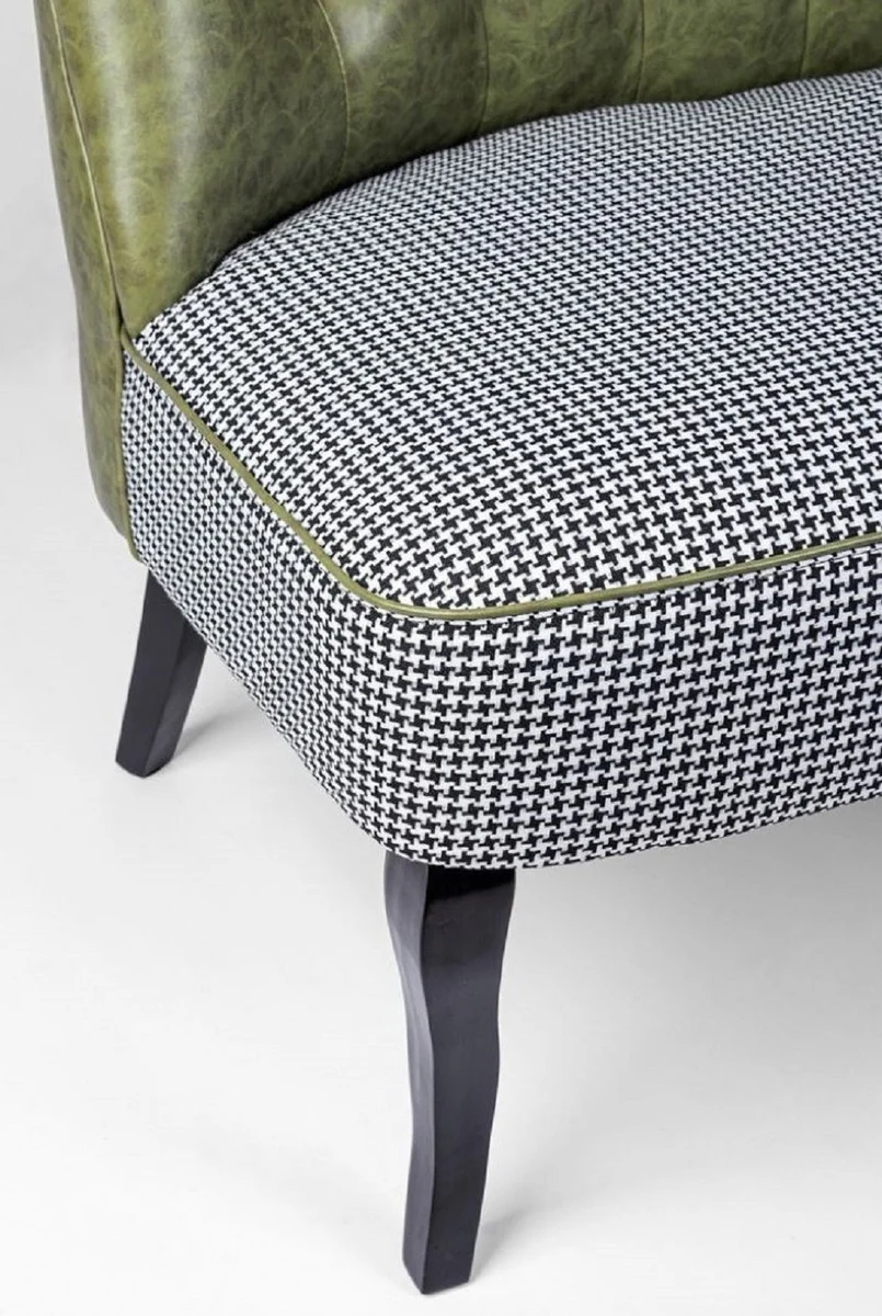 Luxus Chesterfield Kunstleder Sofa Dunkelgrün / Weiß / Schwarz 136 x 66 x H. 76 cm - Wohnzimmer Sofa - Wohnzimmer Möbel - Chesterfield Möbel - Luxus Möbel - Luxus Einrichtung