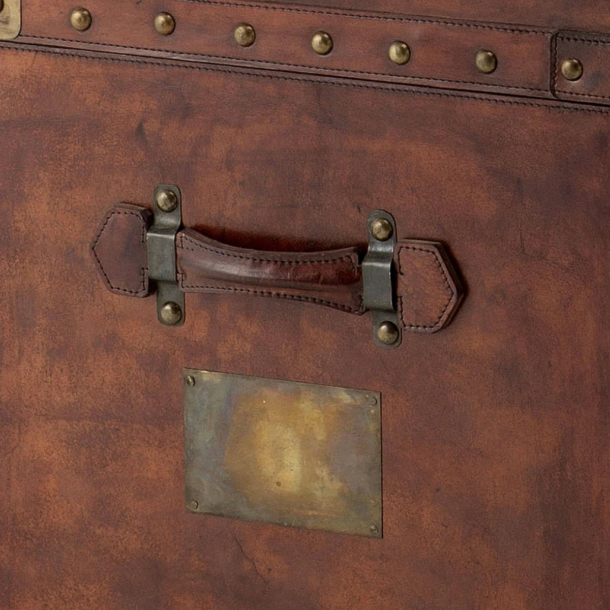 Luxus Koffer Schrank Truhe Vintage Leder Braun - Art Deco Barock Jugendstil Kofferschrank Nachtschrank