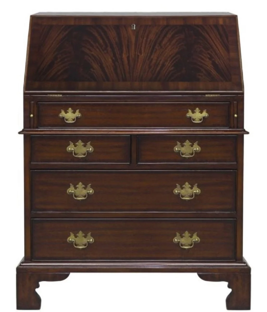 Luxus Schreibkommode mit 12 Schubladen Dunkelbraun 77 x 44 x H. 102 cm - Luxus Möbel