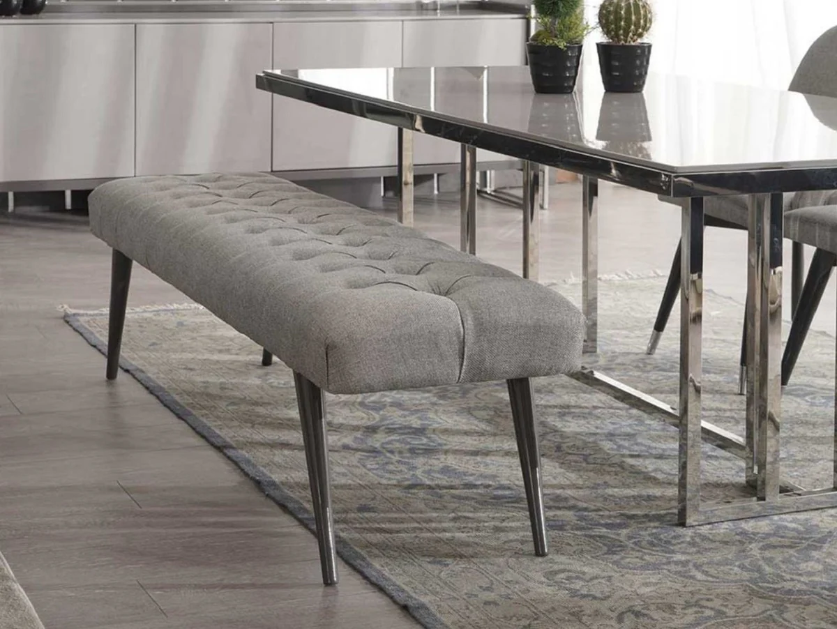 Luxus Esstisch Grau / Silber 210 x 105 x H. 75 cm - Rechteckiger Küchentisch - Esszimmer Möbel - Küchen Möbel - Luxus Möbel - Luxus Einrichtung
