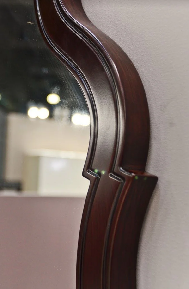 Art Deco Spiegel Dunkelbraun 89 x 3 x H. 89 cm - Eleganter Mahagoni Wandspiegel - Garderoben Spiegel - Wohnzimmer Spiegel - Art Deco Möbel