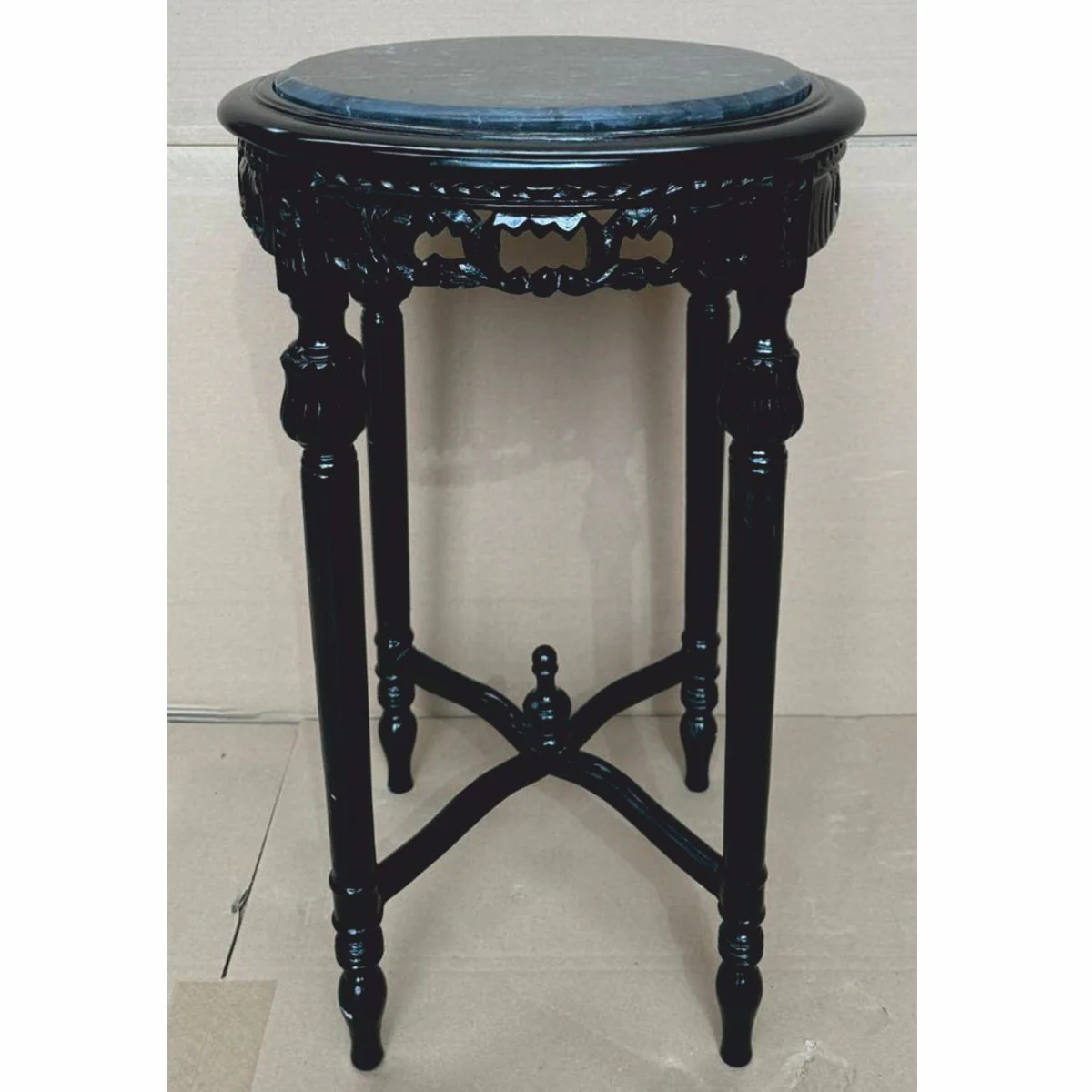 Barock Beistelltisch Schwarz Ø 45 x H. 72 cm - Barock Möbel