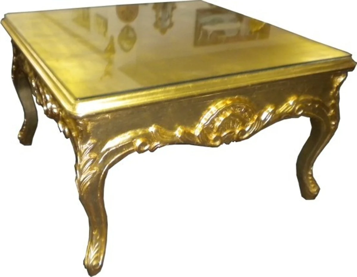 Barock Couchtisch 70 x 70 cm Gold - Couch Tisch - Wohnzimmer Tisch - Beistell Tisch - Möbel