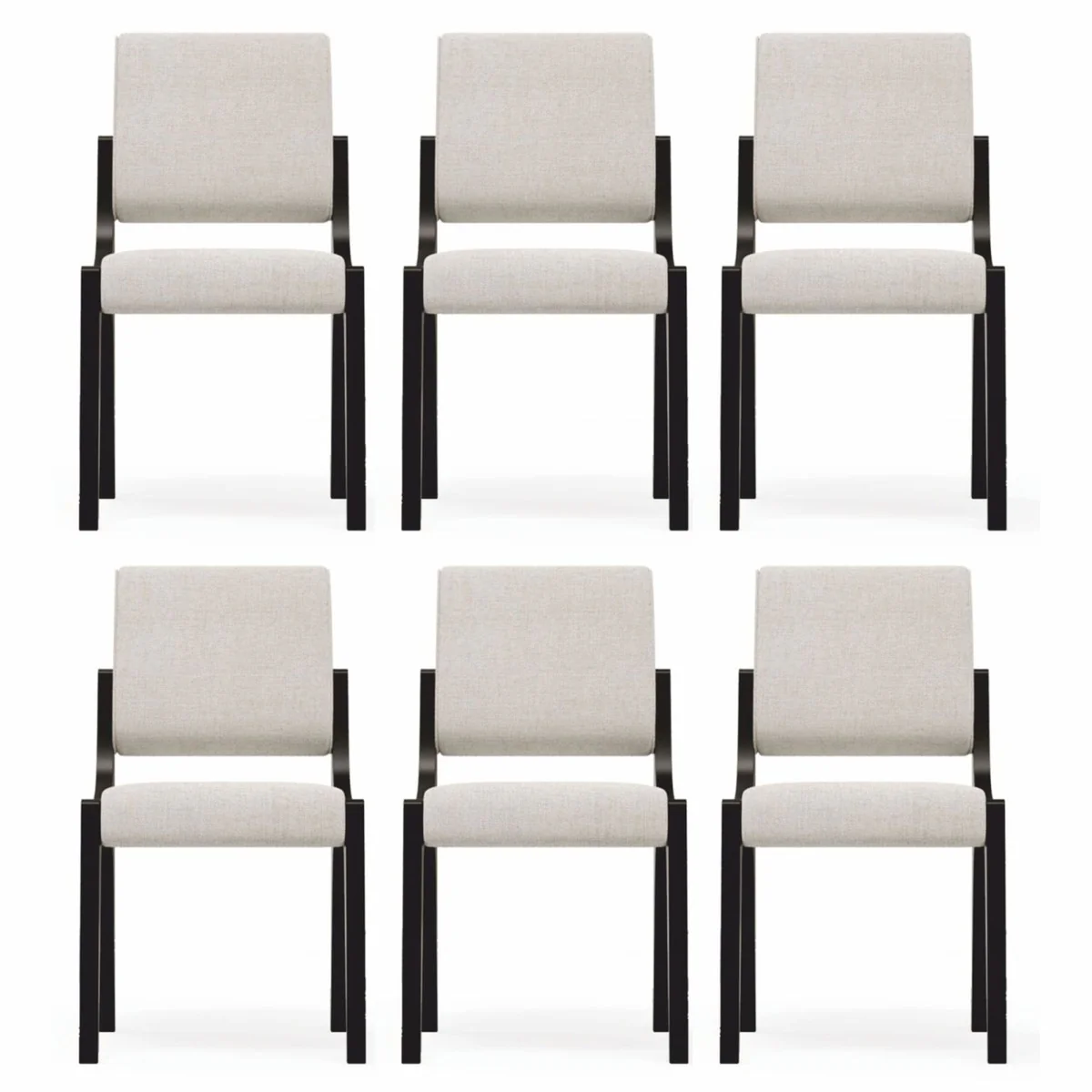 Luxus Esszimmer Stuhl 6er Set Cremeweiß / Schwarz - Hotel & Esszimmer Möbel