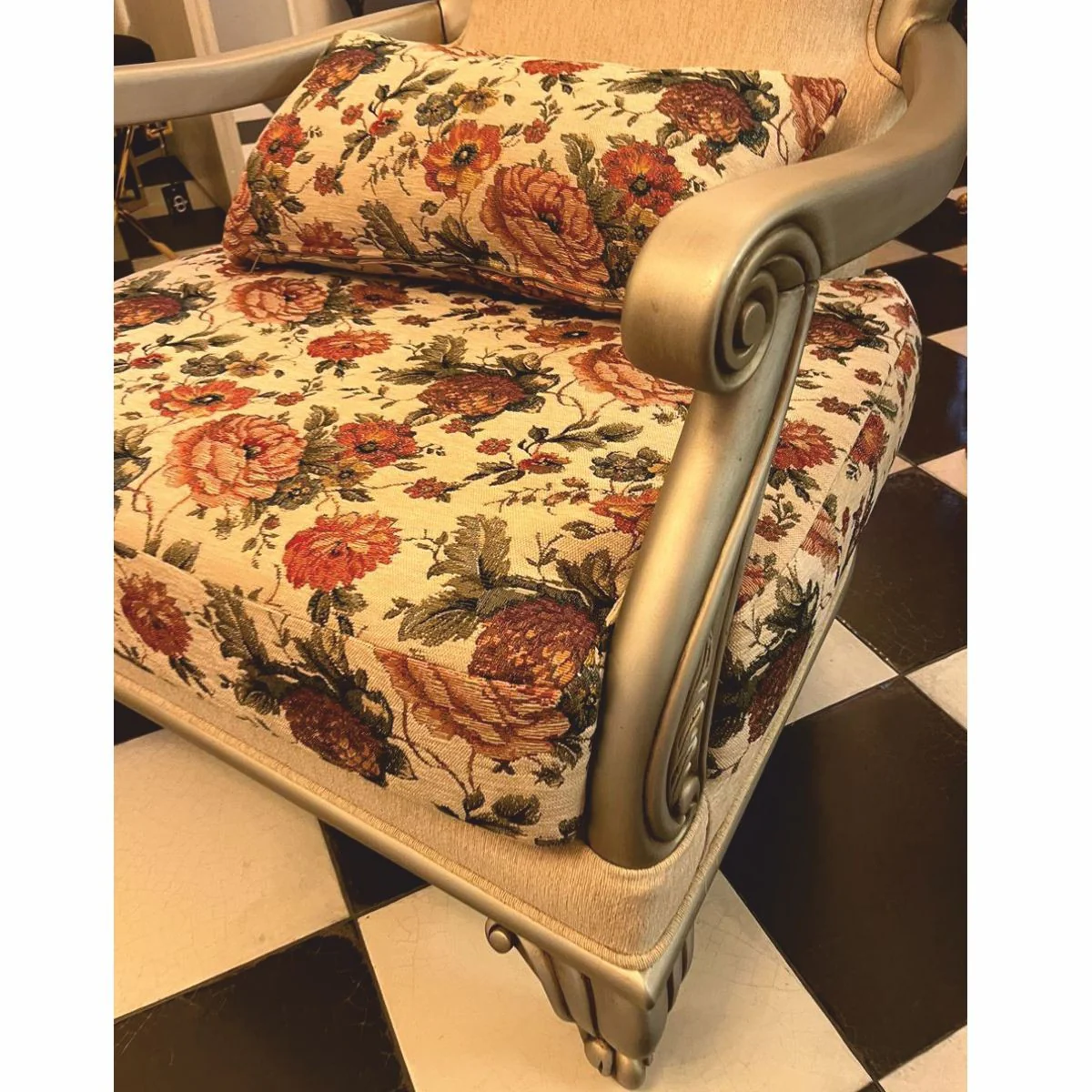 Luxus Barock Wohnzimmer Sessel 2er Set Bunt / Silber - Barockstil Möbel