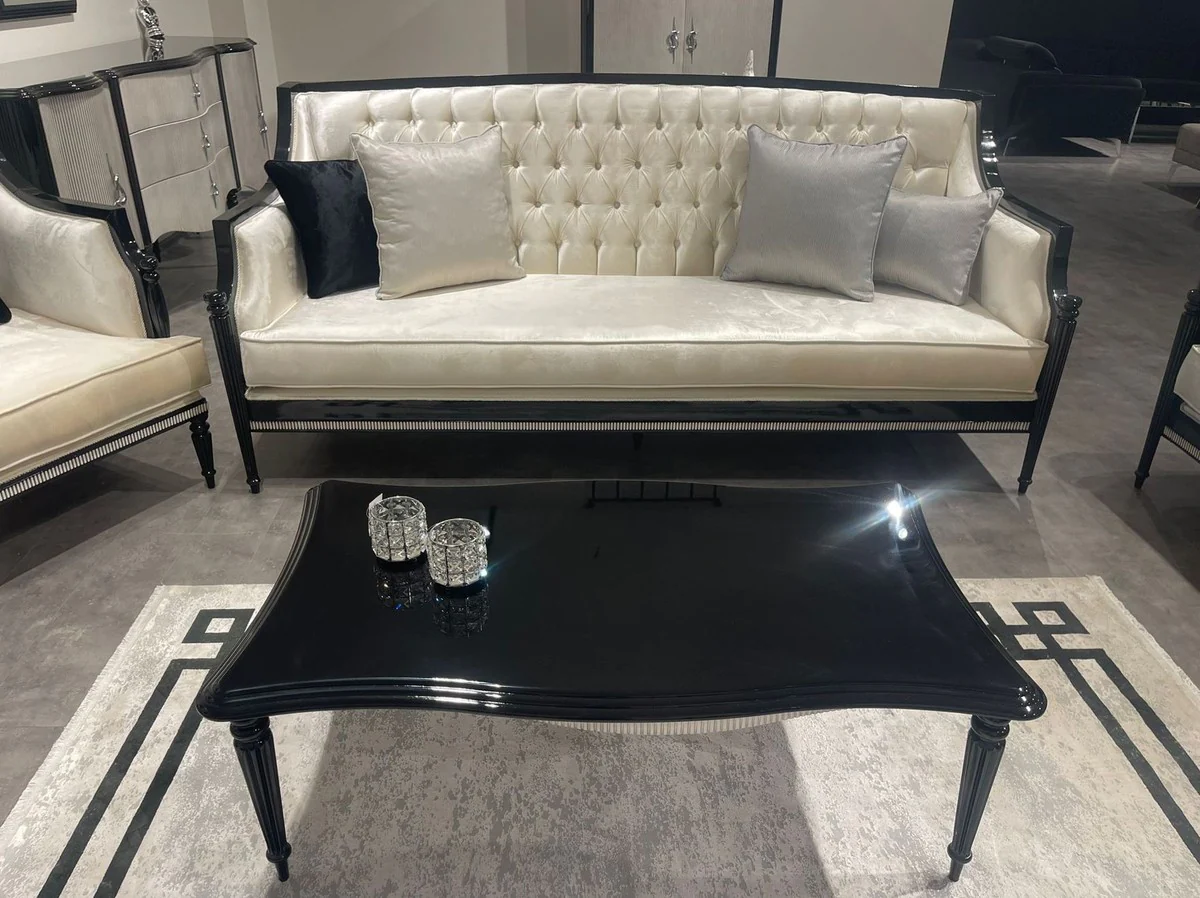 Luxus Barock Couchtisch Schwarz / Grau - Handgefertigter Massivholz Wohnzimmertisch im Barockstil - Luxus Wohnzimmer Möbel im Barockstil - Barock Möbel - Edel & Prunkvoll