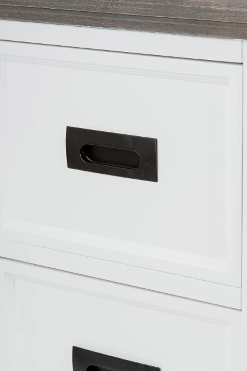 Landhausstil Kommode mit Tür und 3 Schubladen Weiß / Grau 80 x 40 x H. 85 cm - Landhausstil Möbel