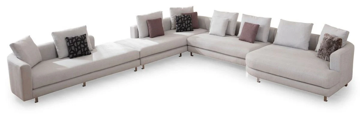 Luxus Ecksofa Grau / Silber 424 x 430 x H. 90 cm - Wohnzimmer Sofa - Wohnzimmer Möbel - Luxus Möbel - Luxus Wohnzimmer Einrichtung