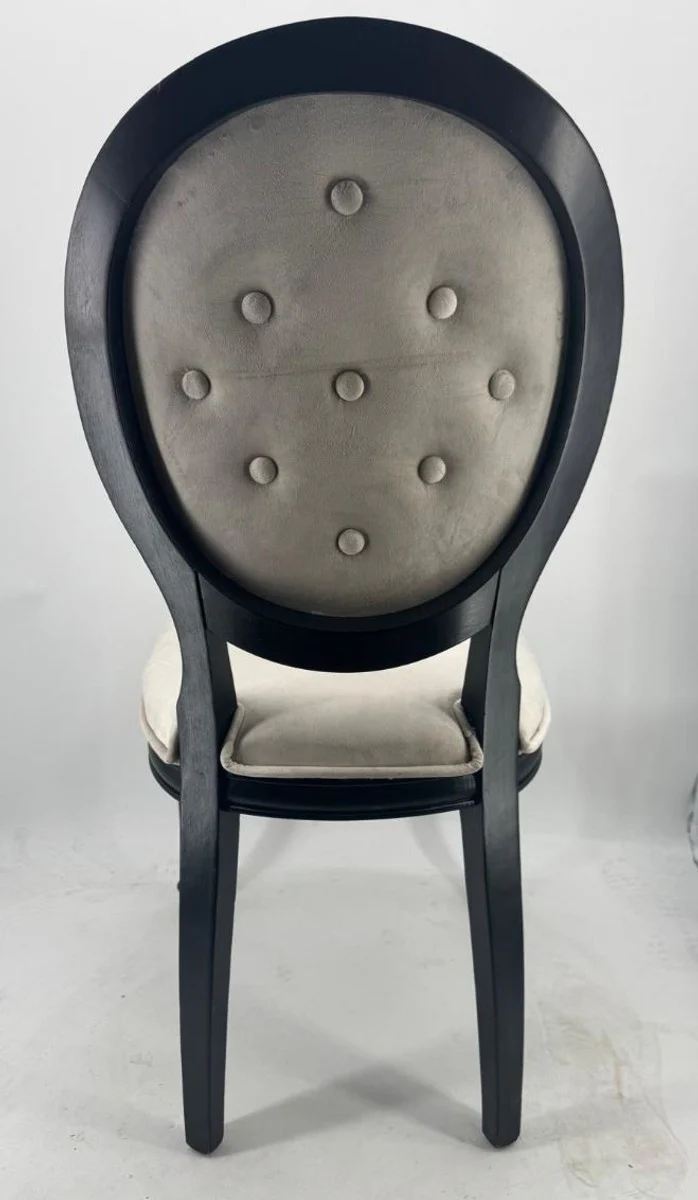 Luxus Barock Esszimmer Stuhl Grau / Schwarz H. 99 cm - Barockstil Esszimmer Möbel