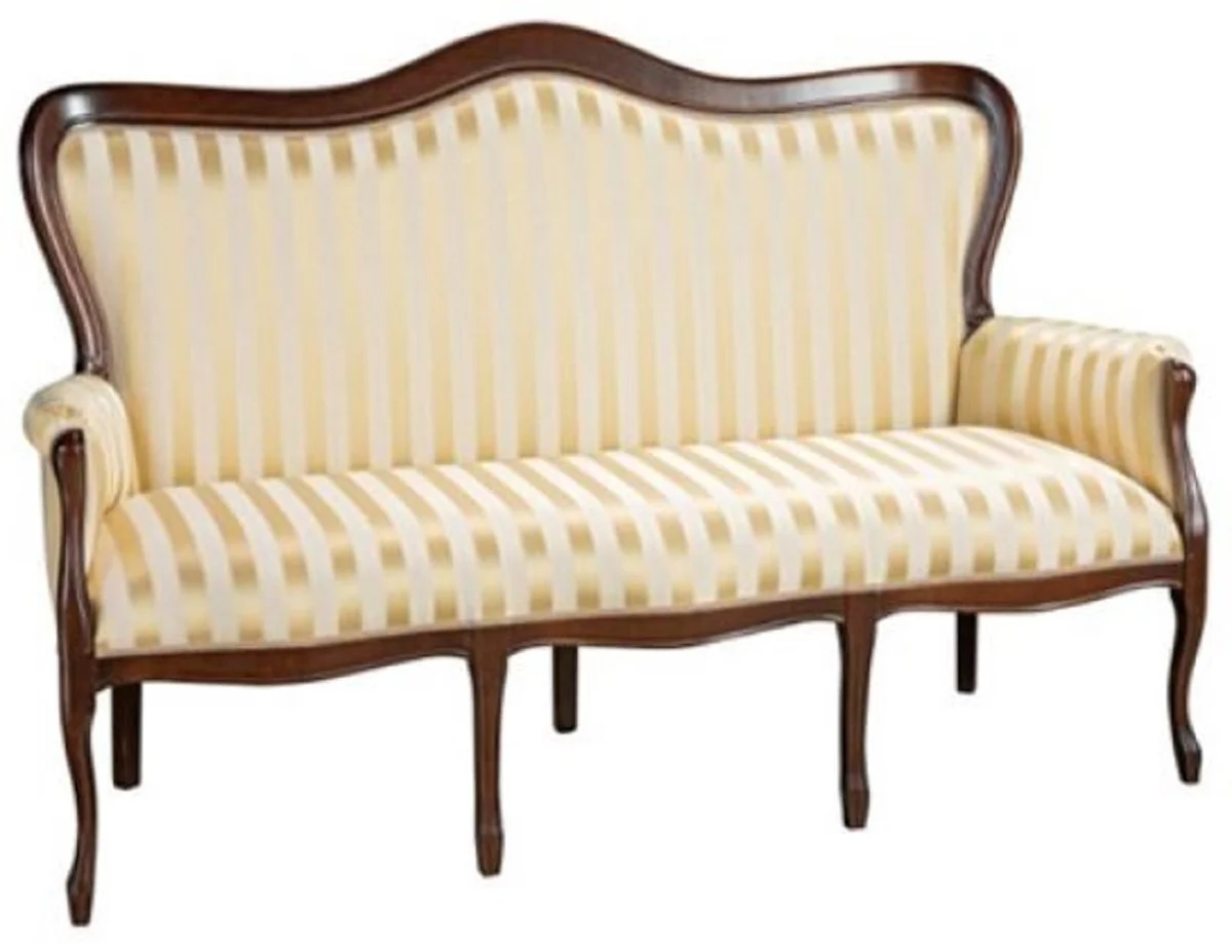 Luxus Barock Sofa mit Streifen Gold / Dunkelbraun 184 x 81 x H. 107 cm - Gestreiftes Wohnzimmer Sofa im Barockstil - Barock Wohnzimmer Möbel