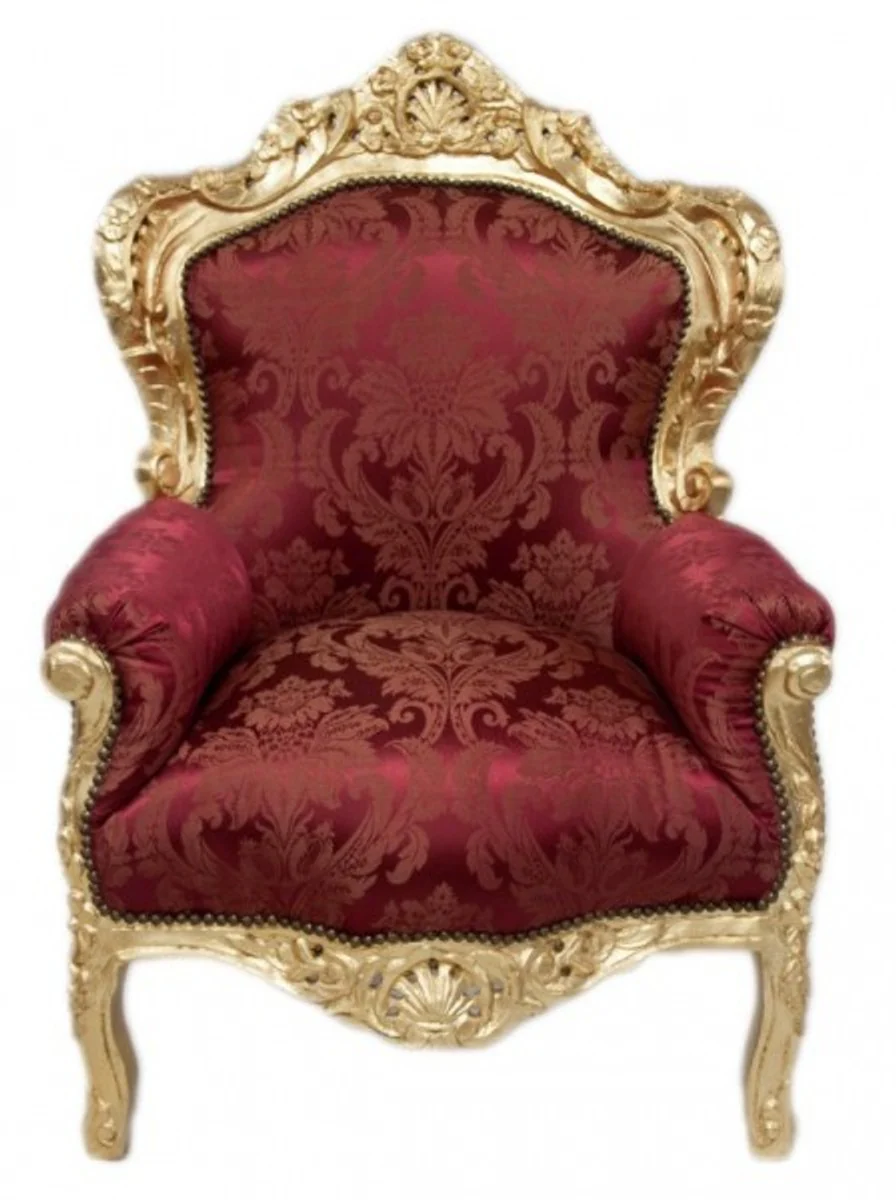 Barock Sessel King Bordeaux Muster / Gold Mod2 - Möbel Antik Stil