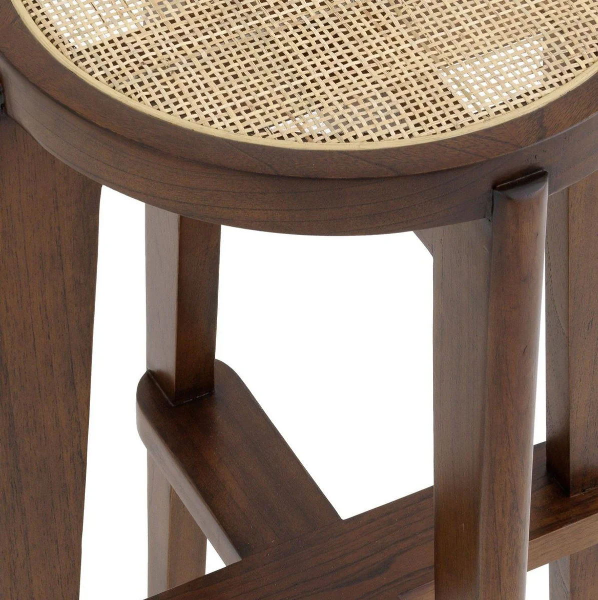 Luxus Barhocker Braun / Naturfarben Ø 44 x H. 76,5 cm - Runder Massivholz Barstuhl - Bar Möbel