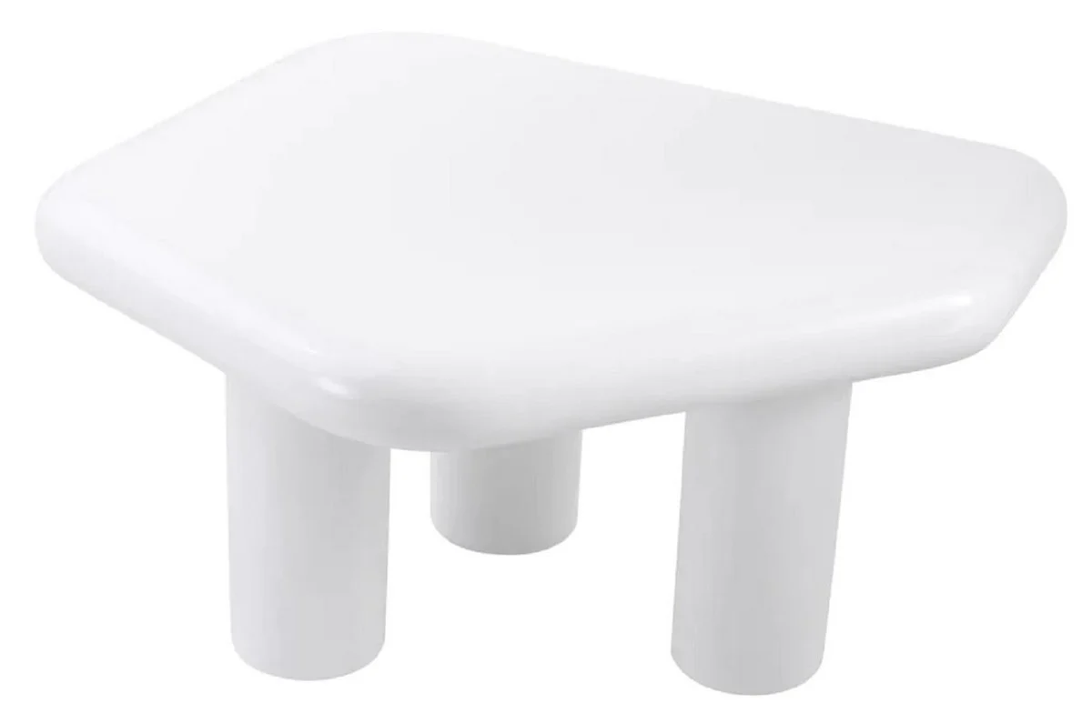 Luxus Fiberglas Beistelltisch Hochglanz Weiß 85 x 62,5 x H. 41,5 cm - Fiberglas Tisch - Wohnzimmer Möbel - Hotel Möbel - Luxus Möbel - Fiberglas Möbel