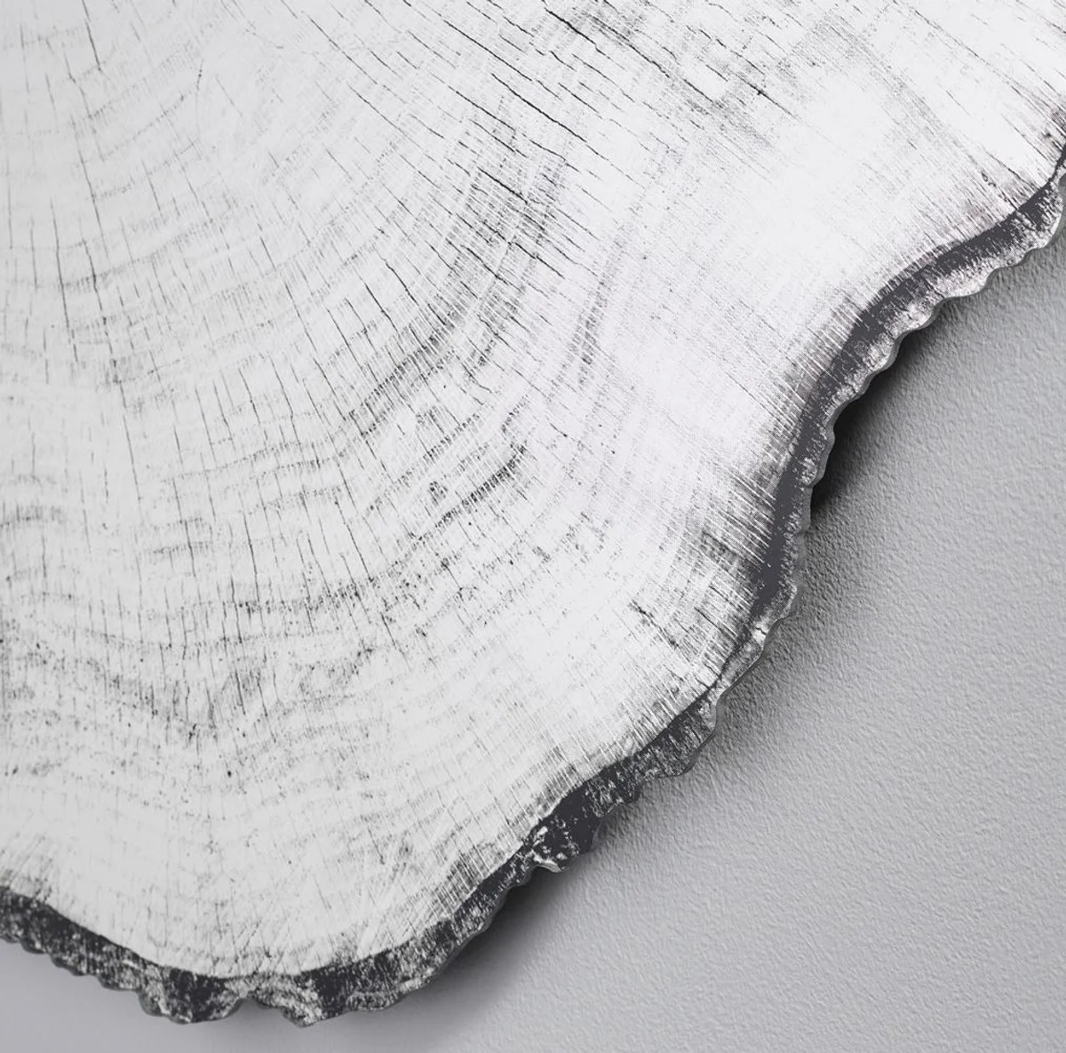 Luxus Wandspiegel im Baumscheiben Design Weiß / Schwarz 80 x 2,5 x H. 78 cm - Wohnzimmer Spiegel - Schlafzimmer Spiegel - Garderoben Spiegel - Luxus Möbel - Luxus Interior