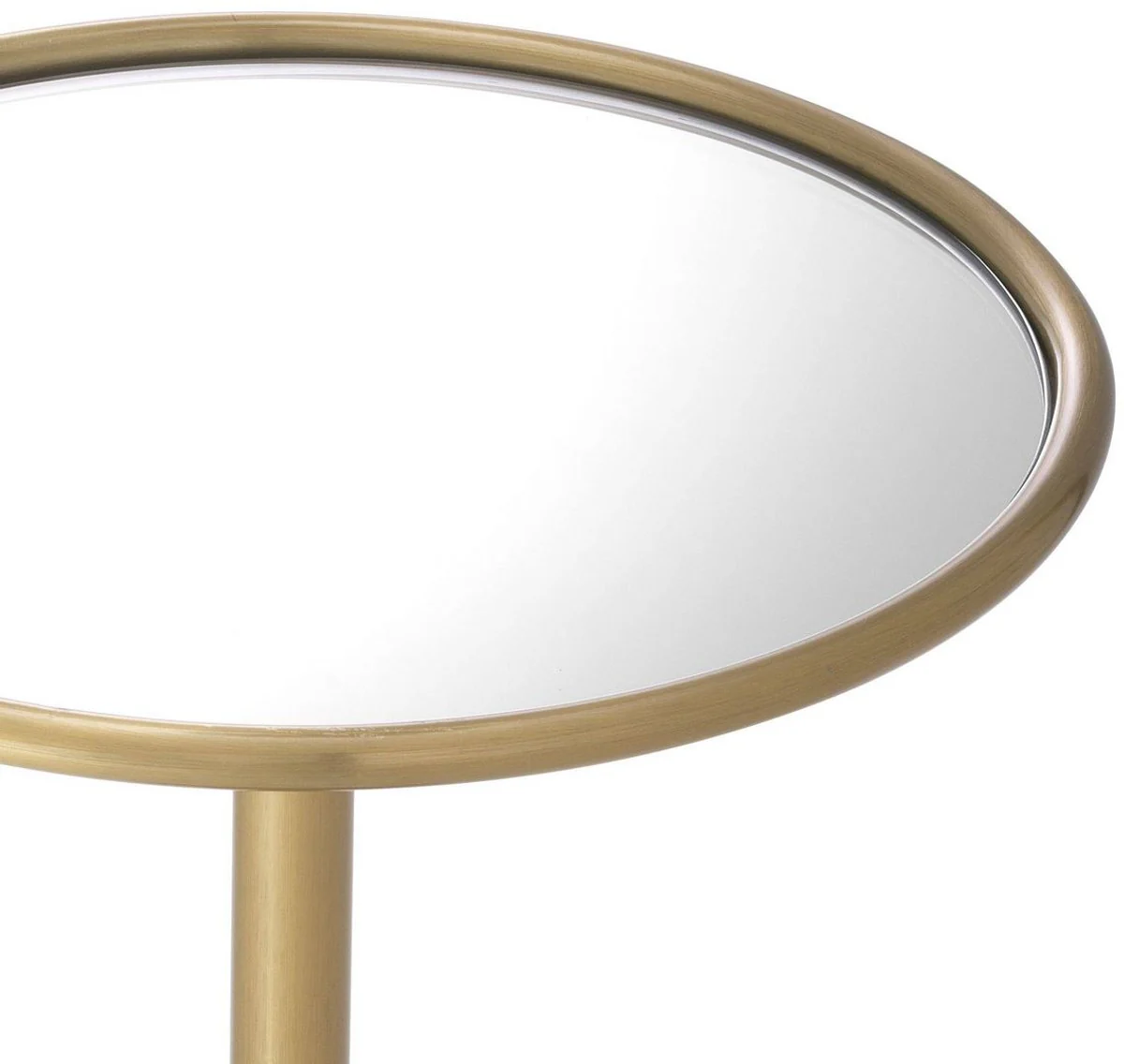 Luxus Beistelltisch Messingfarben Ø 26 x H. 45,5 cm - Runder Edelstahl Tisch mit Spiegelglas - Luxus Wohnzimmer Möbel