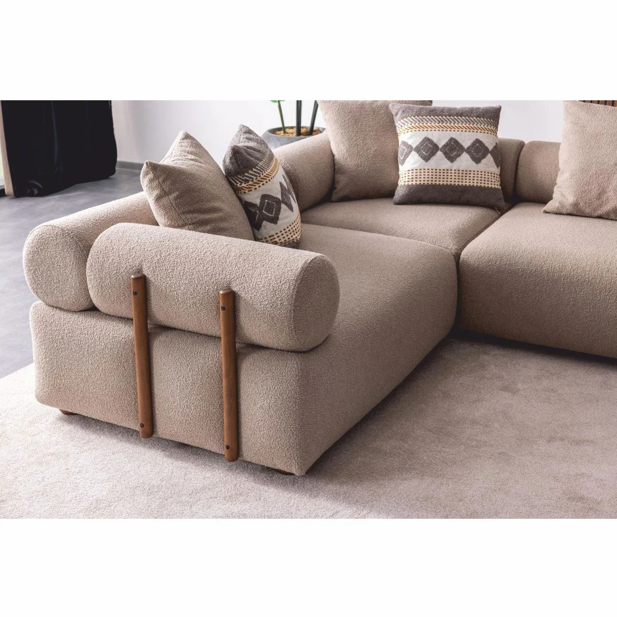 Luxus Ecksofa Grau / Braun 390 cm - Modulares Wohnzimmer Sofa