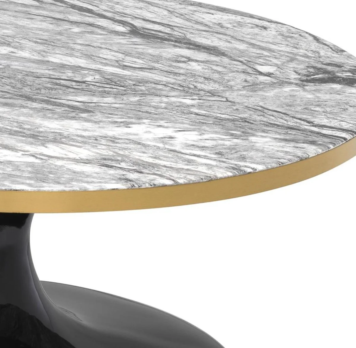 Luxus Couchtisch Grau / Messing / Schwarz Ø 90 x H. 41 cm - Runder Wohnzimmertisch