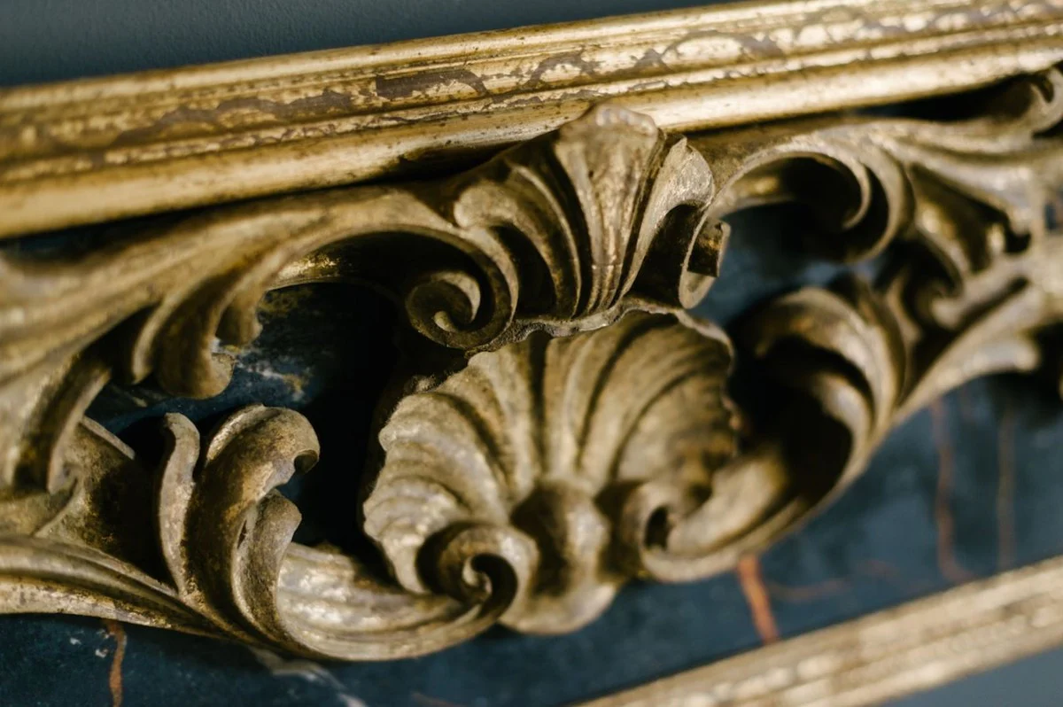 Luxus Barock Spiegel Antik Gold / Schwarz - Rechteckiger italienischer Barockstil Wandspiegel - Barock Möbel - Luxus Möbel im Barockstil - Luxus Qualität - Made in Italy