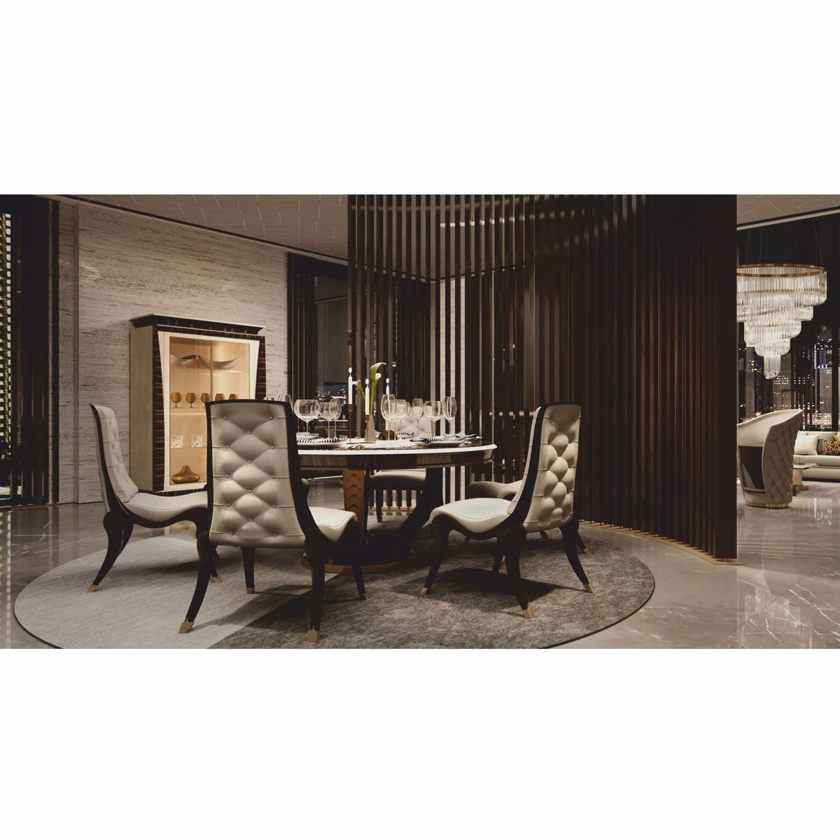 Luxus Leder Esszimmer Stuhl Beige / Schwarz / Bronze - Made in Italy