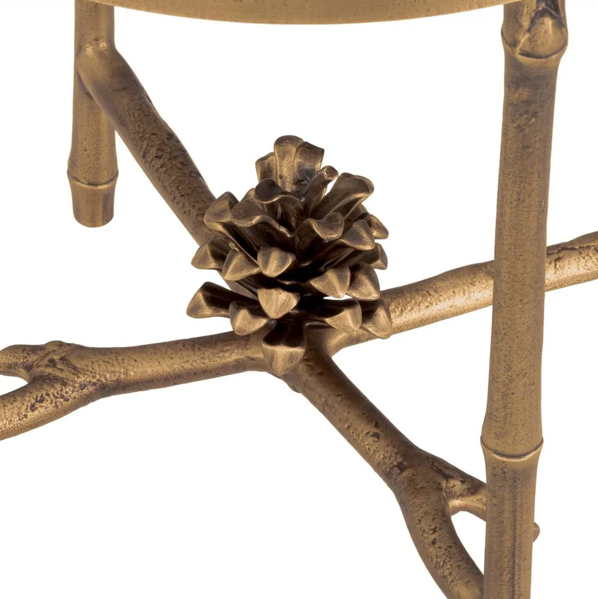 Luxus Beistelltisch Vintage Messing / Weiß Ø 43 x H. 45,5 cm - Runder Messing Tisch mit Marmorplatte - Wohnzimmer Möbel - Luxus Möbel - Wohnzimmer Einrichtung - Luxus Qualität