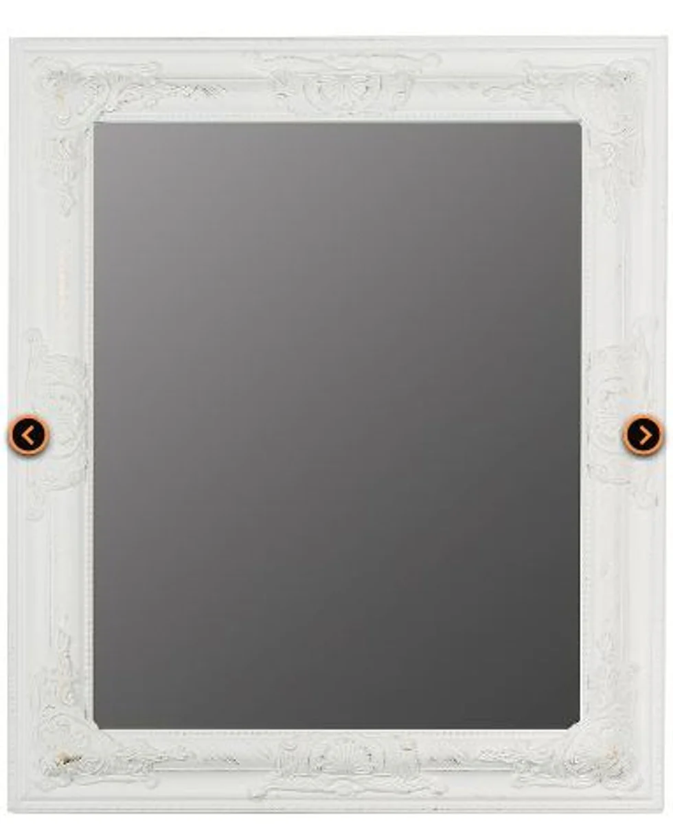 Barock Wandspiegel Weiss Höhe 62 cm, Breite 52 cm - Edel & Prunkvoll - Vintagelook - Handgefertigt