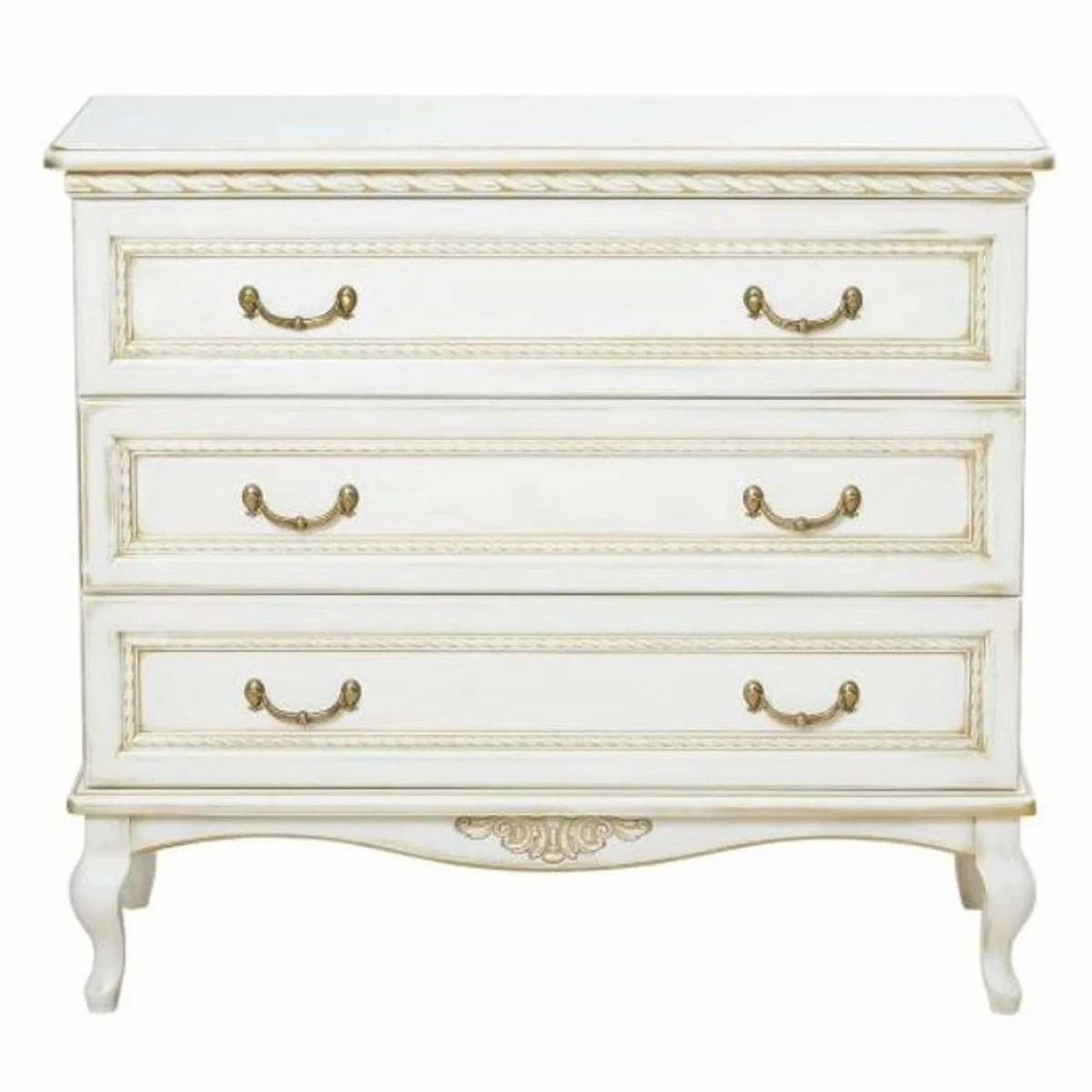 Luxus Barock Kommode Weiß / Beige 100 cm - Prunkvolle Barock Möbel