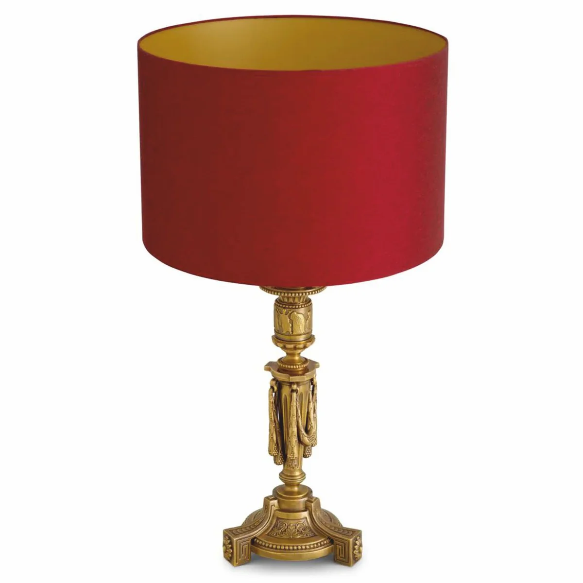 Luxus Barock Tischleuchte Antik Gold / Rot H. 83,5 cm - Barock Schreibtischleuchte