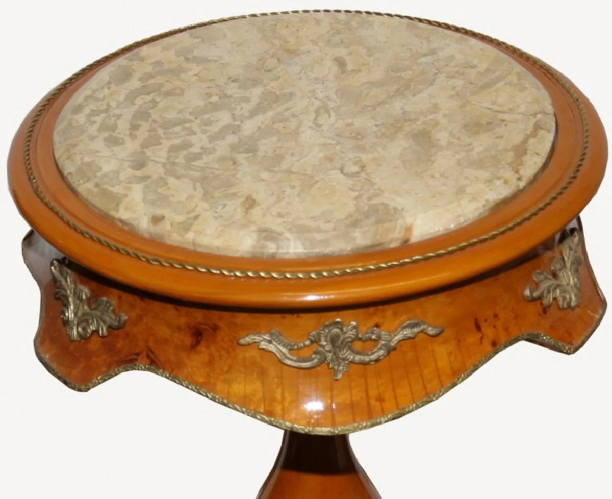 Barock Beistelltisch Modell Mahagoni Hellbraun mit Marmorplatte 70 x 42 cm