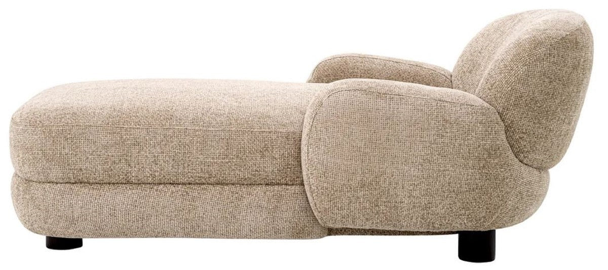 Luxus Chaiselongue Sandfarben / Schwarz 95 x 170 x H. 69 cm - Wohnzimmer Liegesessel - Recamiere - Wohnzimmer Möbel - Luxus Möbel - Luxus Qualität