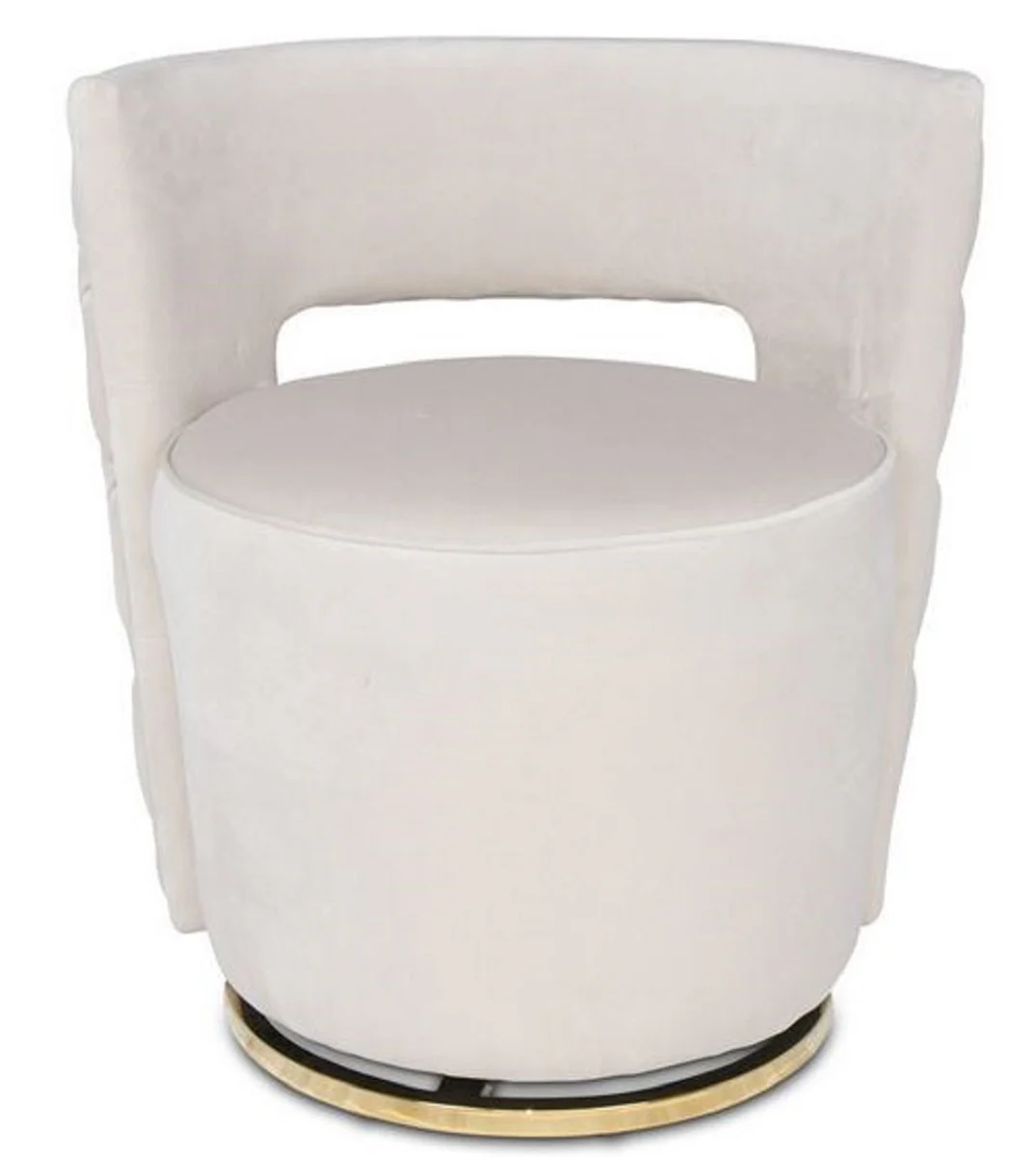 Luxus Chesterfield Drehsessel Hellgrau 65 x 58 x H. 69 cm - Samt Sessel - Luxus Möbel