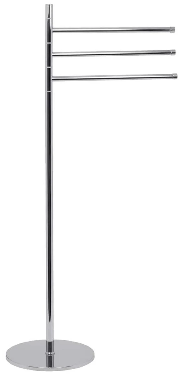 Luxus Badezimmer Handtuchhalter Silber Ø 24 x 33,5 x H. 94 cm - Freistehender Messing Handtuchhalter - Badezimmer Möbel - Hotel Möbel - Luxus Qualität - Made in Italy