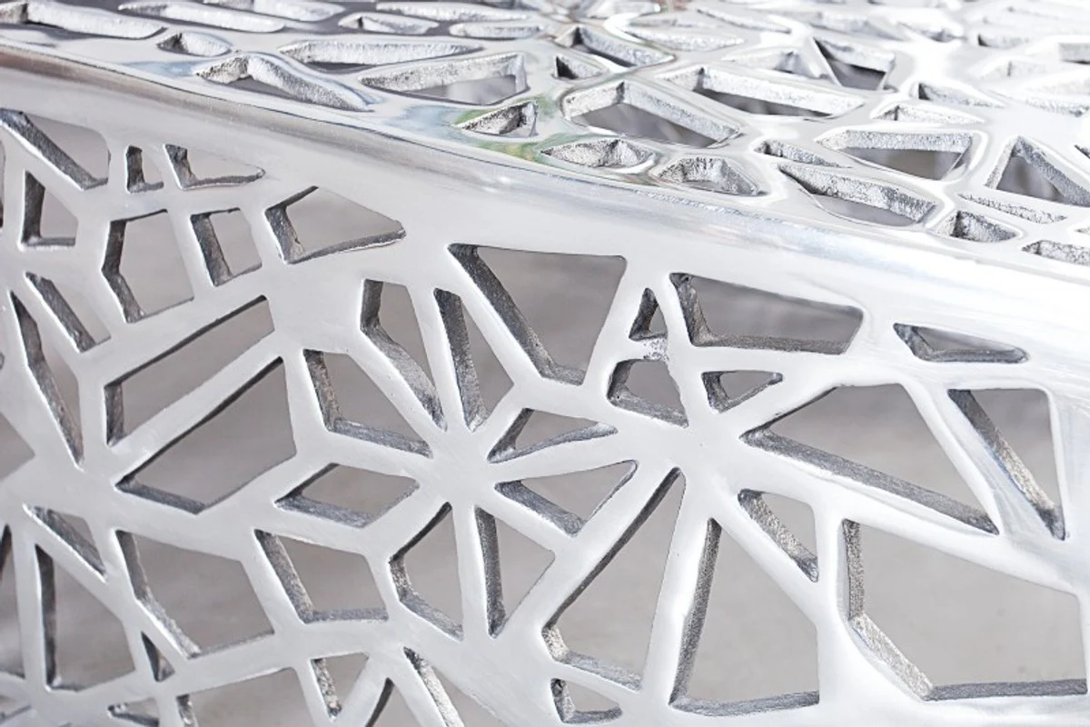 Art Deco Couchtisch Silber Metall 60 x 60 x H. 32 cm - Jugendstil Tisch - Möbel Wohnzimmer