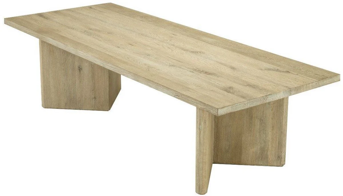 Luxus Massivholz Esstisch Naturfarben 280 x 110,5 x H. 76 cm - Rechteckiger Eichenholz Küchentisch - Luxus Massivholz Esszimmer Möbel