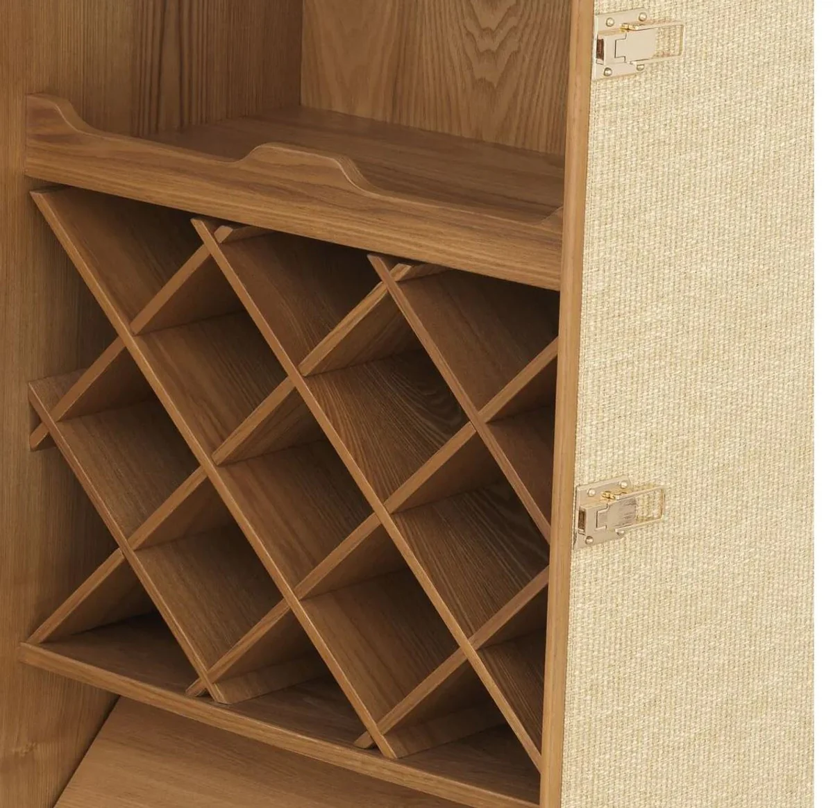 Luxus Weinschrank im Koffer Design Naturfarben / Braun 59 x 59 x H. 122,5 cm - Kofferschrank mit Rollen - Bar Möbel - Luxus Möbel - Luxus Qualität