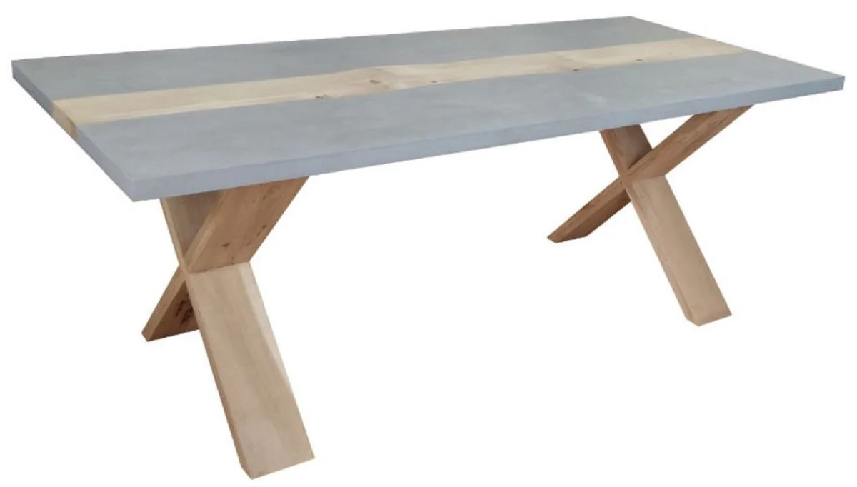 Landhausstil Esstisch Grau / Naturfarben 240 x 100 x H. 78 cm - Landhausstil Küchentisch - Landhausstil Gartentisch - Landhausstil Esszimmer & Garten Möbel