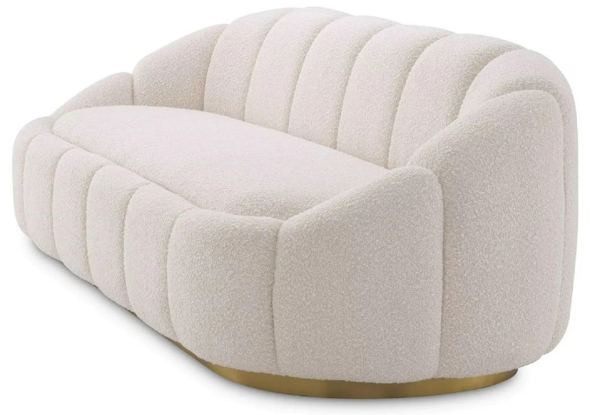 Luxus Sofa Creme / Messing 230 x 80 x H. 71 cm - Wohnzimmer & Hotel Sofa - Wohnzimmer & Hotel Möbel - Luxus Kollektion
